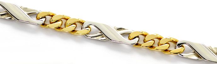 Foto 2 - Dollar Figaro Halskette, 51cm in 14K Gelbgold-Weißgold, K2667