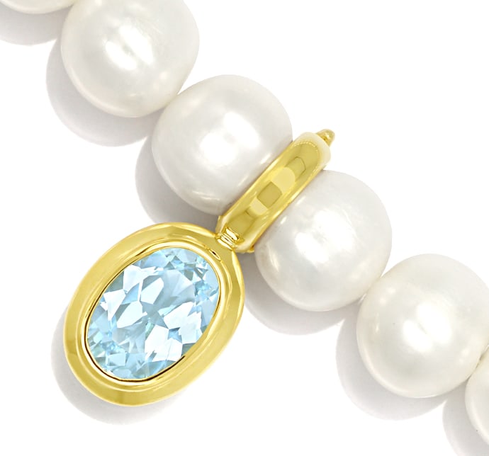 Foto 2 - Perlenkette mit Topas Clip Anhänger Gelbgold, Q1962