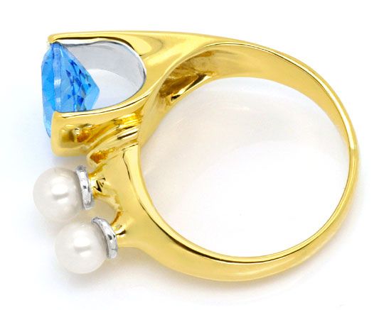 Foto 3 - Designer-Ring Blauer Topas Akoya Perlen Gelbgold, S3865