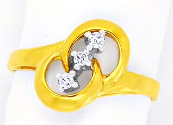 Foto 1 - Diamantgoldring Gelbgold-Weißgold 3 Diamanten, S8808