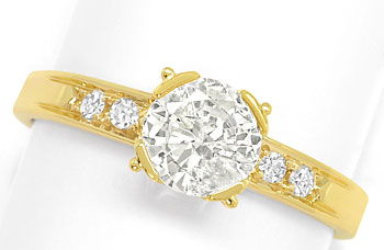 Foto 1 - Brillant-Ring mit Einkaräter und Diamanten Schiene 18K, S9132